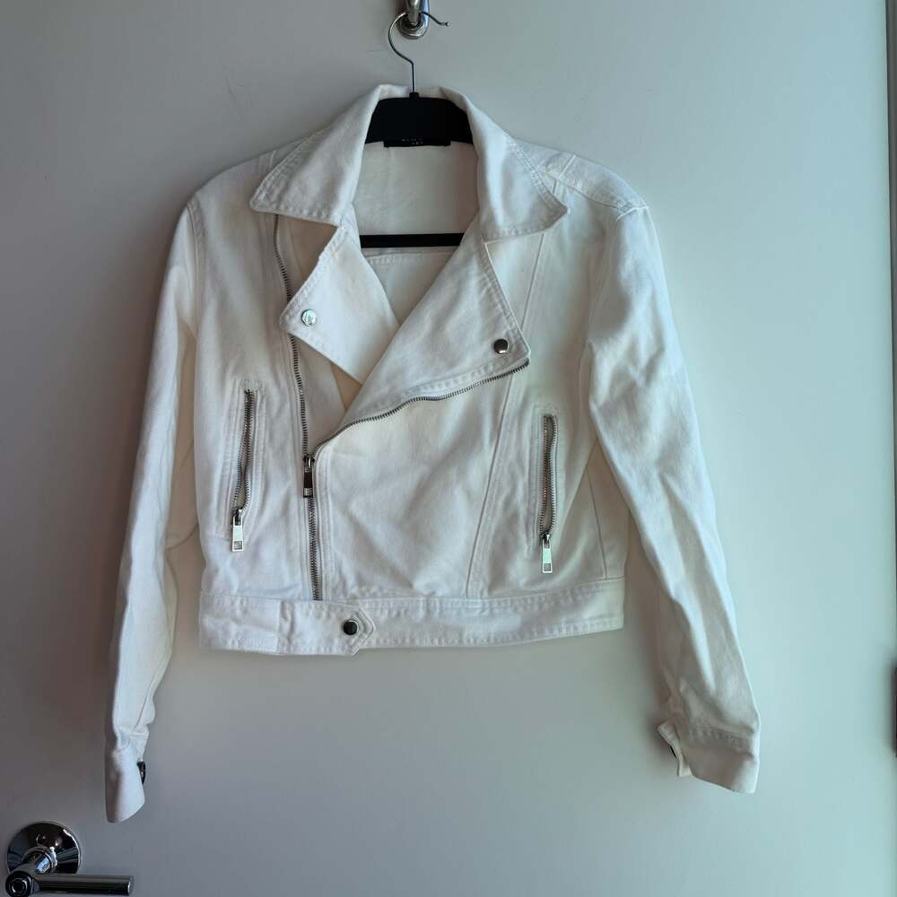 CAARA Aless Denim Moto Jacket in White
